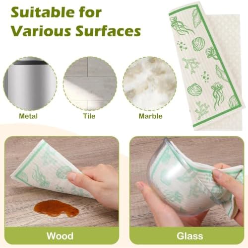 6 Pcs Swedish Paper Cloths for Kitchen, Reusable Paper Towels Washable - Image 6
