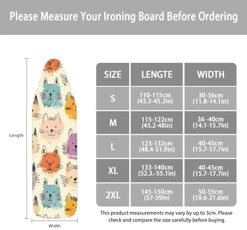 Cats Print Polyester Ironing Board Cover Hook & Loop Elastic Edge Easy to - Image 6