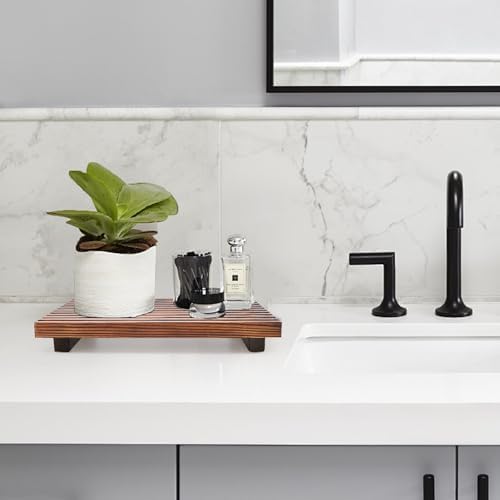 Decorative Wooden Tray for Bathroom Counter Kitchen Wood Riser Vanity Tray - Image 5
