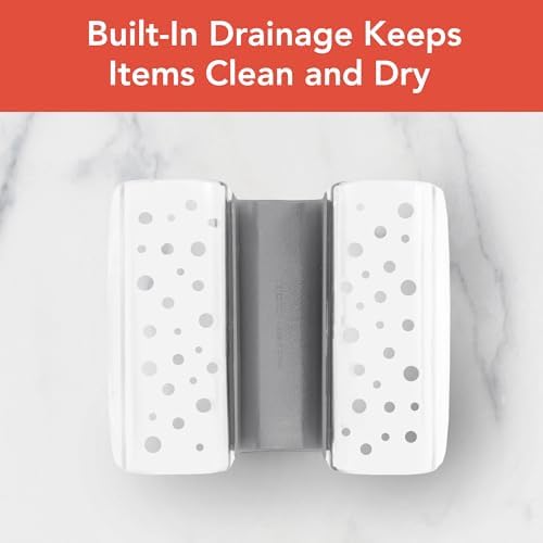 Spectrum Sink Saddle for Kitchen Sink Gray White Sponge and Brush Holder - Image 4