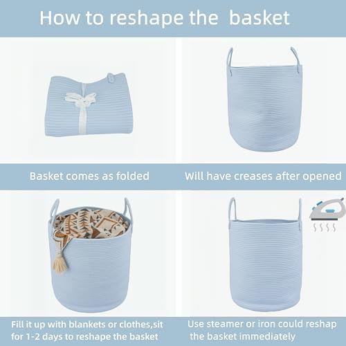 XUANGUO Cotton Rope Laundry Basket Hamper - Image 6