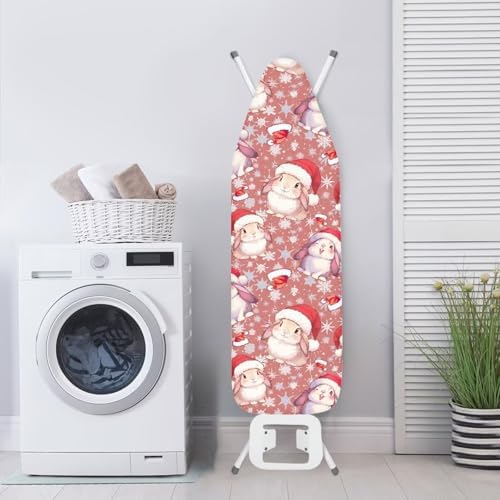 Christmas Rabbit Ironing Board Cover, Winter Snowflake Cute Bunny Print - Image 3