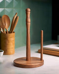 Farmhouse Acacia Wood Paper Towel Holder Countertop, Weighted Base by CHAUNCEYHOME