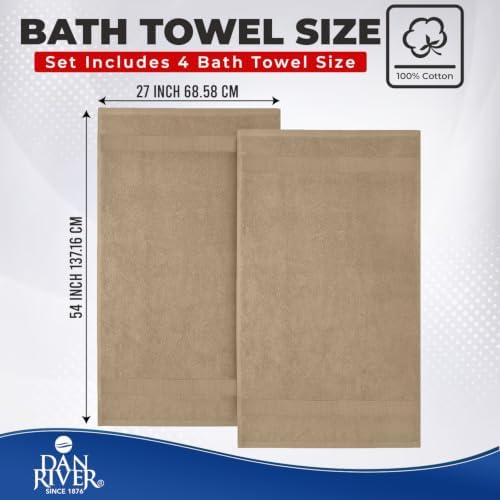 DAN RIVER 600 GSM Cotton Large Bath Towels Set of 4, 27 x 54 Inches - Image 2
