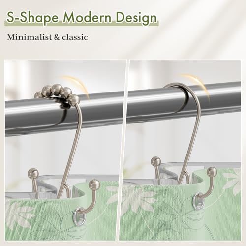Bathway Shower Curtain Hooks Rings Nickel, Double Shower Hooks - Image 5