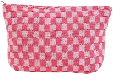 Checkered Cosmetic Bags for Women, Large Makeup Pouch for Purse - Image 6
