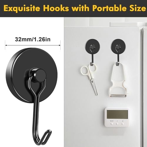MIKEDE Black Magnetic Hooks Heavy Duty 120LB Swivel Strong Magnet Hook - Image 4