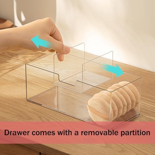 2 Tier Clear Bathroom Counter Organizer, Stackable Storage Drawers - Image 7