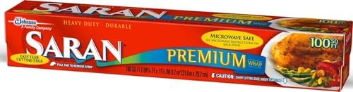 Saran Premium Plastic Wrap, Food Storage, Easy Dispense, 100 Sq Ft Roll by Unknown
