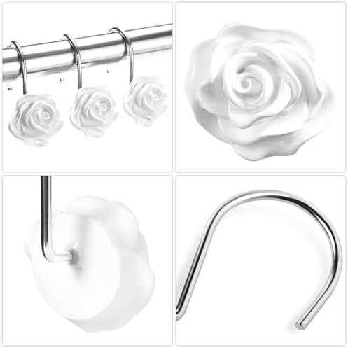 Cute Rose Floral Shower Curtain Hooks Rings - Image 3