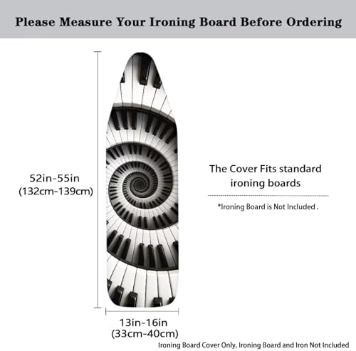 Spiral Piano Print Ironing Board Cover, Stain Resistant Black White Piano Iron - Image 3