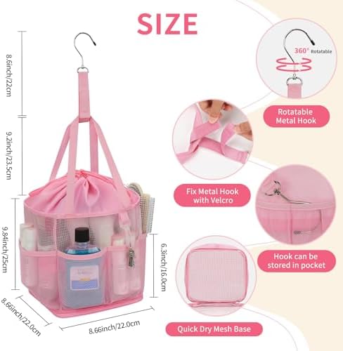 Shower Caddy Portable for College Dorm Room Essentials, Hanging Shower Caddy - Image 5
