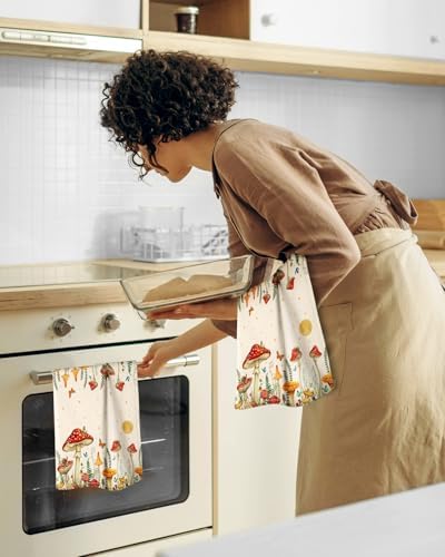 Miss Adola 150GSM Flour Sack Kitchen Towels Set of 2, Mushroom Moon - Image 6