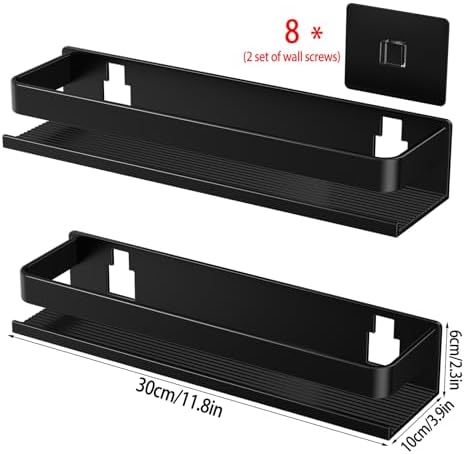 Aluminum Shower Caddy 2-Layers No Drill Shower Shelves - Image 2