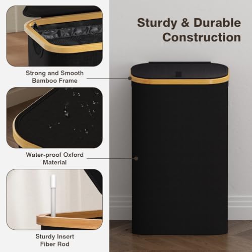 Bathola Laundry Hamper with Lid, Laundry Basket with Removable Bag - Image 6