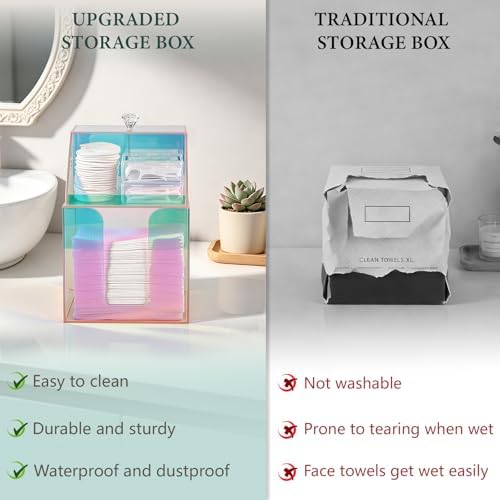 Disposable Facial Towels Storage Double Layer Acrylic Box, Glossy Rainbow - Image 7