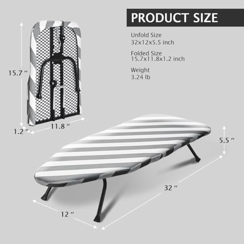 SheeChung Small Ironing Board 12"x32", Mini Ironing Board - Image 2