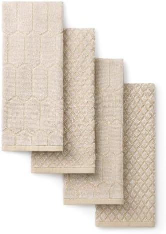 Martha Stewart Honeycomb Chambray Textured Kitchen Towel 4-Pack Set, 100% Cotton by MarthaStewart