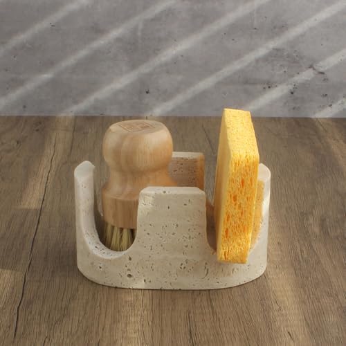 Nawgnail Natural Travertine Marble 2-Slot Sponge Holder by Nawgnail