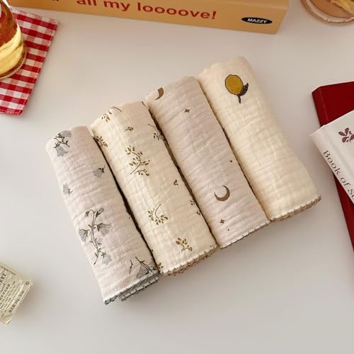 BuLuTu 4 Pack Stylish Dish Cloths Floral Print Cleaning Towels - Image 2