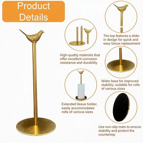 Gold Paper Towel Holder Countertop Brass Papertowel Holder - Image 4