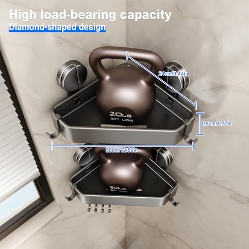 Mustorn Suction Cup Shower Caddy Corner, 1 Pack Suction Corner Shower Shelves - Image 2