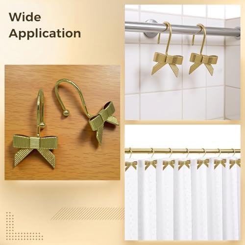 12 Pcs Shower Curtain Hooks, Decorative Bowknot Design, Rustproof Zinc Alloy - Image 5