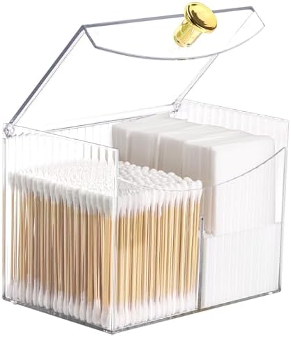Tbestmax Qtip Holder Dispenser 2-Section Clear Bathroom Organizer 2 Grids by Tbestmax
