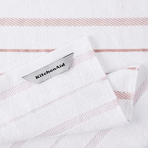 KitchenAid Albany Kitchen Towel 4-Pack Set, Dried Rose/White - Image 4