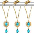 12PCS Aqua Blue Gem Shower Curtain Hooks, Elegant Bathroom Decor by Koveni