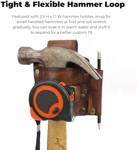 TOURBON Leather Tool Holster Hammer Tape Measure Pencil Holder - Image 6