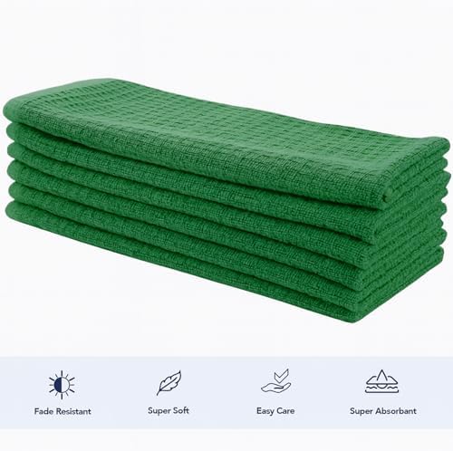 CRAFTSWORTH Cotton Kitchen Towels15 x 26" Solid Green Kitchen Hand Towels - Image 3