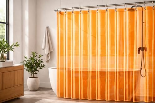 EHZNZIE Orange Shower Curtain Liner 72x72, PEVA Waterproof Bath Curtain - Image 7