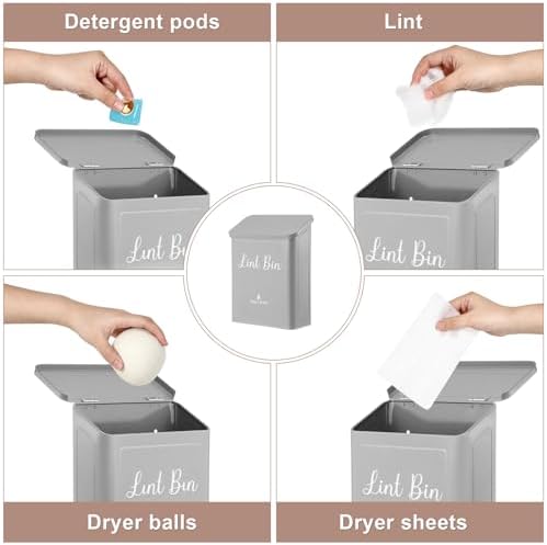 Magnetic Lint Bin for Laundry Room Organization and Storage, Light Grey - Image 5