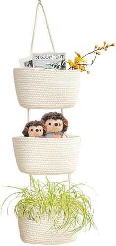 AARAINBOW Wall Hanging Cotton Baskets, Large 3 Tier Decorative Basket by AARAINBOW