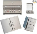 Bull Outdoor Products Premium Outdoor Kitchen Bundle – Angus 75,000 BTU Built-In Grill Head, Double Drawer with Reveal, 38" Double Doors, Single Side Burner, 304 Stainless Steel – NG
