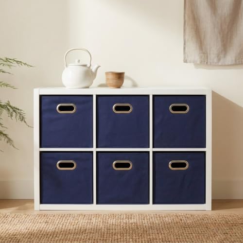 Household Essentials Fabric Storage Bins 6 Piece Set, Strong Poly-Woven Fabric - Image 5