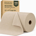 Microfiber Cleaning Cloth Roll, 100 Pack 12 x 12 Inch Tear Away Reusable Paper by OverDoorHooksKitchenSupplies