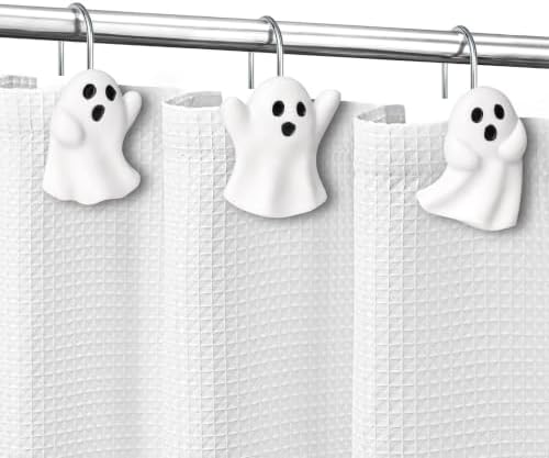 Sunlit Ghost Shower Curtain Hooks, Home Decorative Shower Curtain Rings - Image 3
