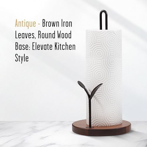 Wooden Paper Towel Holder Countertop, Round Base - Image 2