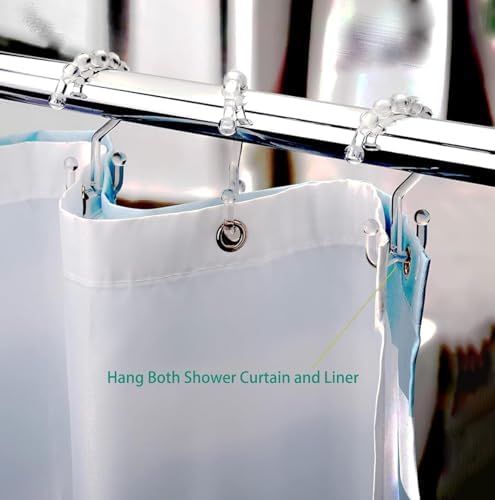 Resze 12 PCS Clear Double Shower Curtain Hooks, Plastic Shower Curtain Rings - Image 4