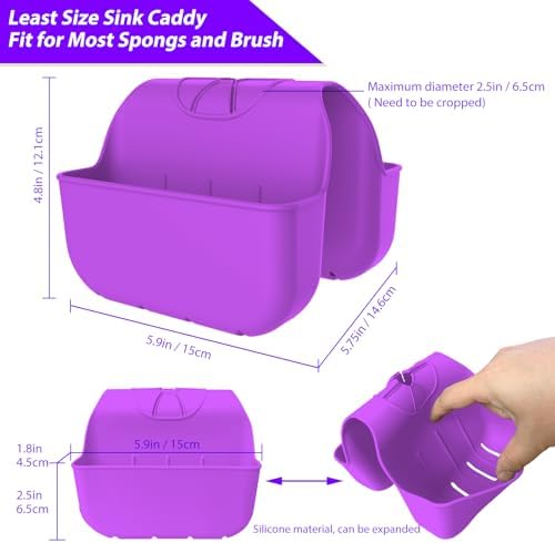 Sponge Holder for Kitchen Sink, Silicone Sink Saddle Caddy Organizer Rack - Image 2