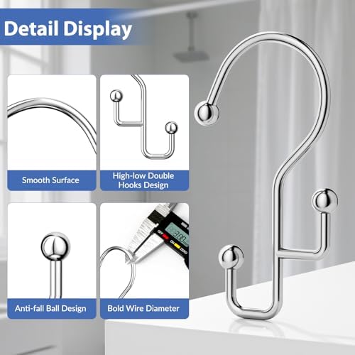 Goowin Shower Curtain Hooks, Anti-drop Metal Shower Curtain Rings Hooks - Image 3