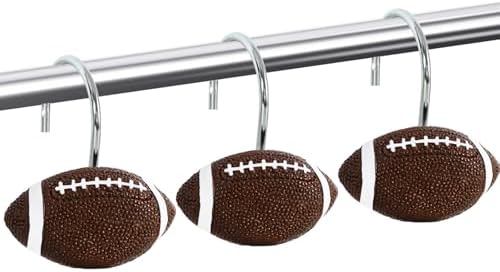 12-Piece Football Shower Curtain Hooks by CTOHN