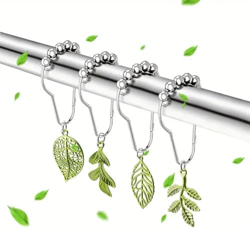12pcs Tree Leaf Shower Curtain Hooks Rings, Woodland Forest Style Theme Home - Image 5