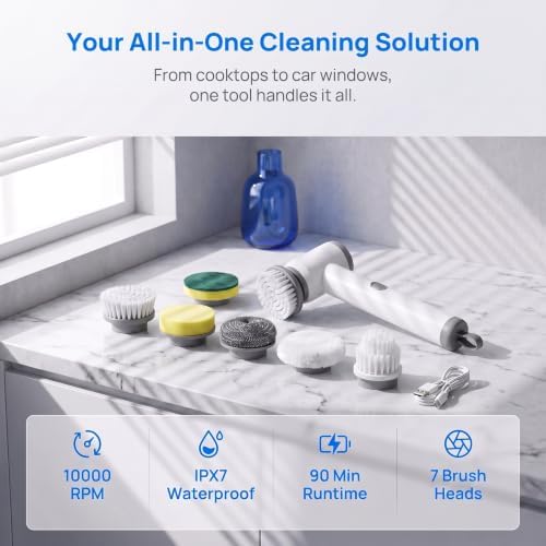 Cordless Spin Scrubber, IPX7 Electric Cleaning Brush - Image 3