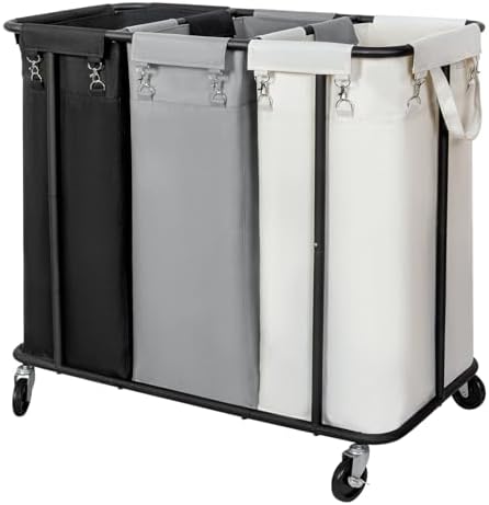 WOWLIVE Laundry Hamper 3 Section, 260L Rolling Laundry Basket by WOWLIVE