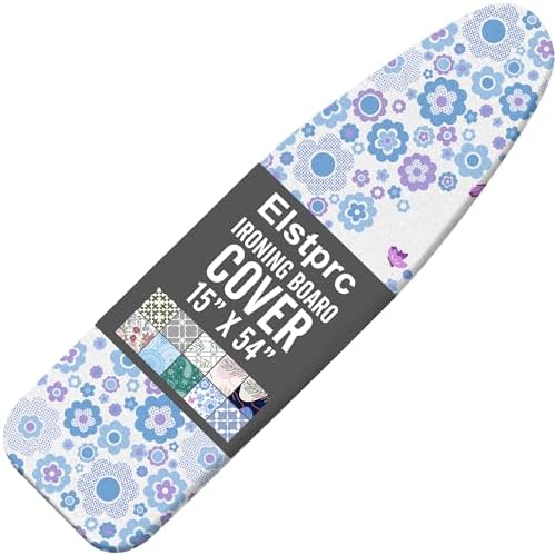 Flowers Ironing Board Cover and Pad 15x54 Inch, 100% Cotton Surface Heavy Duty by Unknown