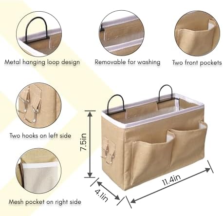 Kanrichu 2pcs Middle Wall Hanging Organizer Bag, Linen Fabric Door Hanging - Image 5