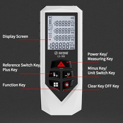 Laser Distance Measure Backlit LCD Measuring Tool 328FT - Image 2